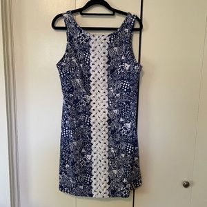 Lilly for Target Blue and White Shift dress with white appliqué